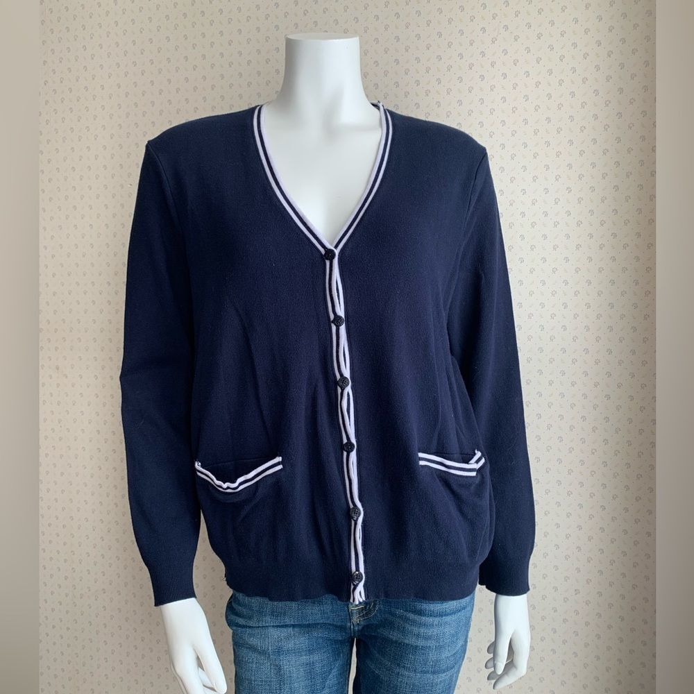 Vintage Lauren Ralph Lauren 90s Cotton Button Down V Neck Cardigan Sz Large PW11